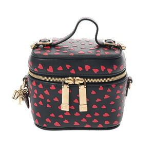 CHRISTIAN DIOR Lady Vanity Bag Heart Navy Blue Red Leather